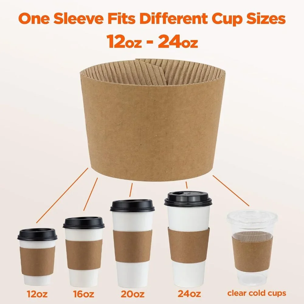[NEW] 100-PACK COFFEE CUP SLEEVES - READY-TO-USE ! (100/CASE)